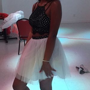 Black and white two piece short dress.