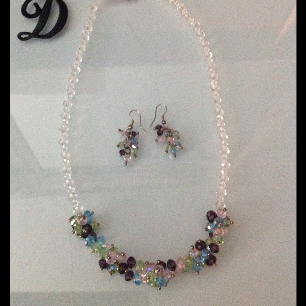 Crystal Necklace and Earrings