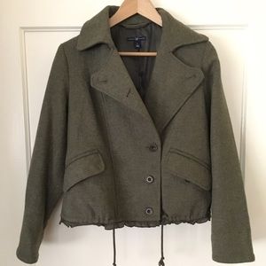 Olive green wool short coat