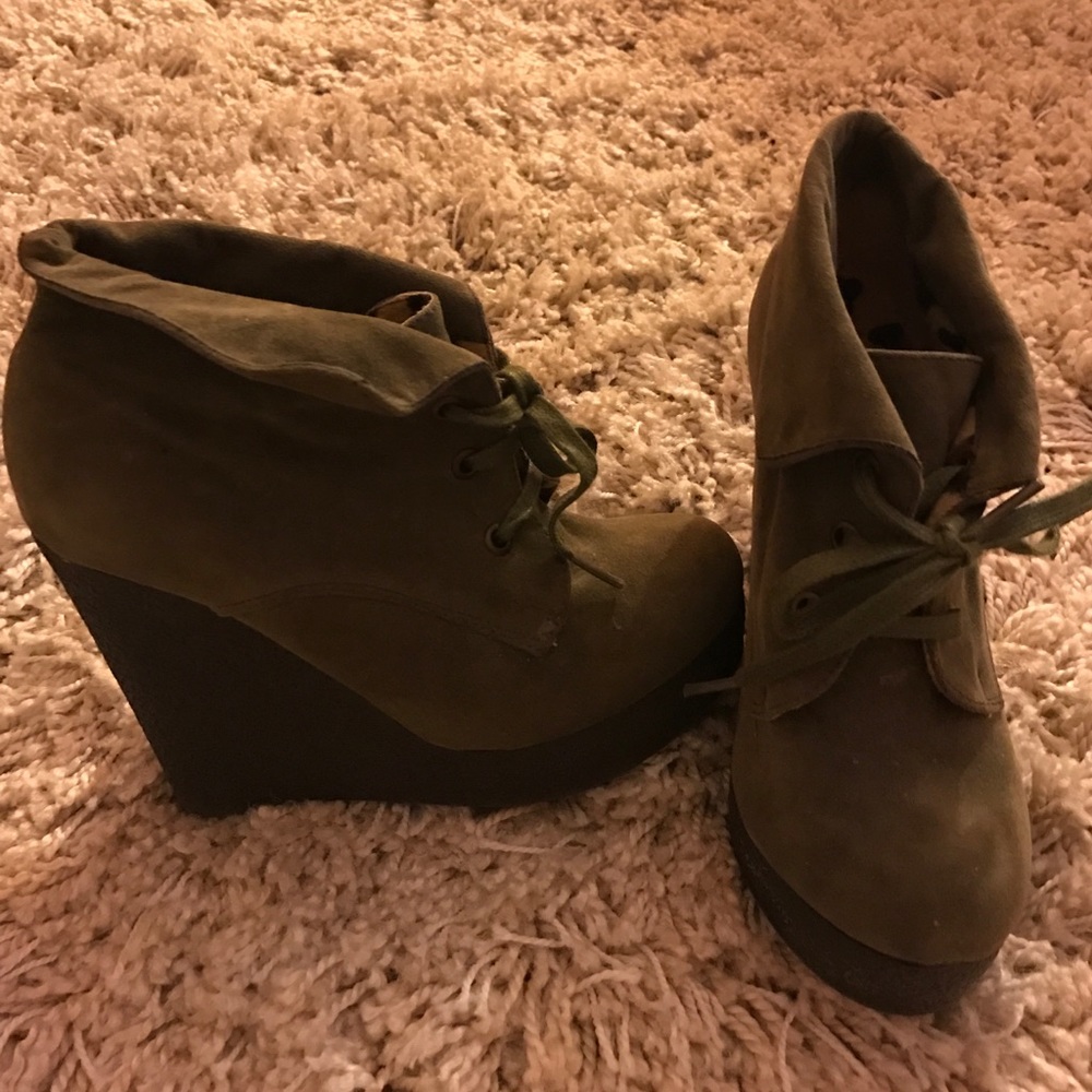 Olive/Army Green Bootie Wedges