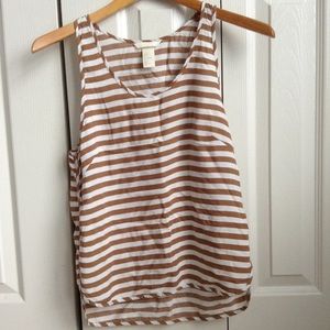 H&M Tan and White Stripe Tank Top