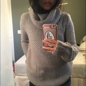 Gray turtleneck sweater