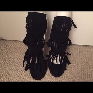 Gucci Suede Becky Fringe Heels