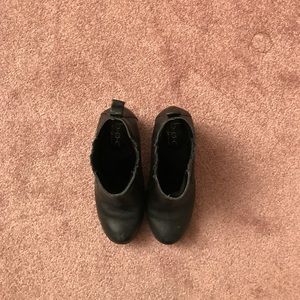 Black chunky heel ankle booties