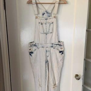 Bleached, distressed overalls