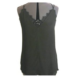 Black low back top with lace trim
