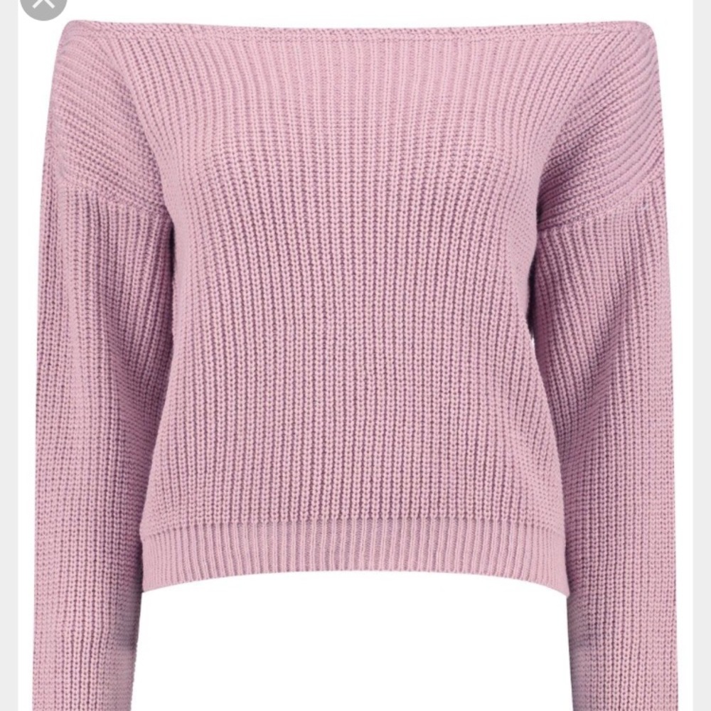 Muave off shoulder knit top