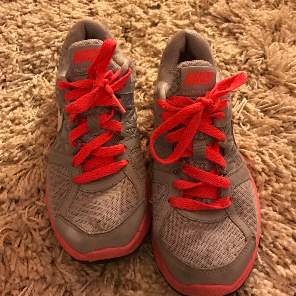 Gray and Neon Pink Nike Sneakers