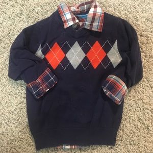 button down shirt and sweater