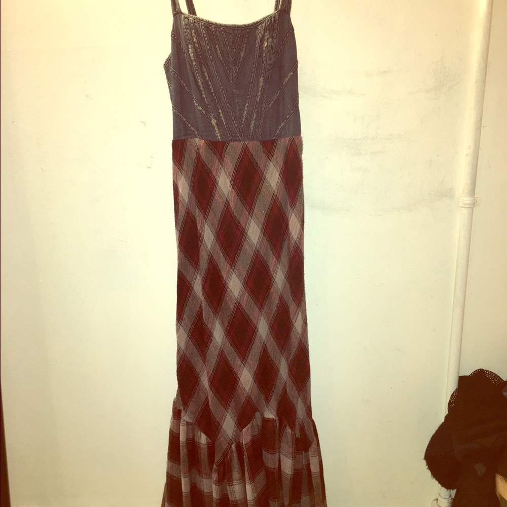 Free People Plaid Maxi Dress
