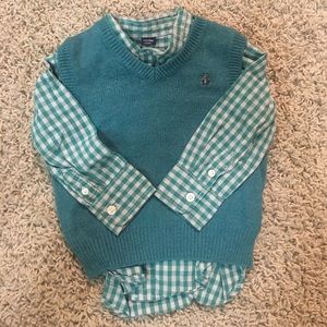 button down shirt and sweater