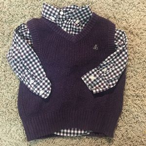 button down shirt and sweater