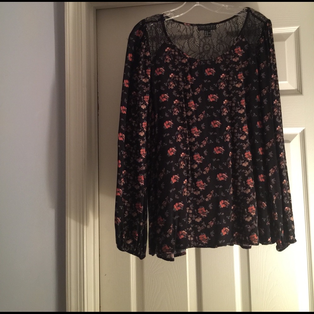 Lace back flowy FLORAL Forever 21+ top size XXL