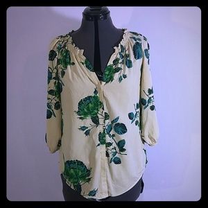 Green floral old navy blouse