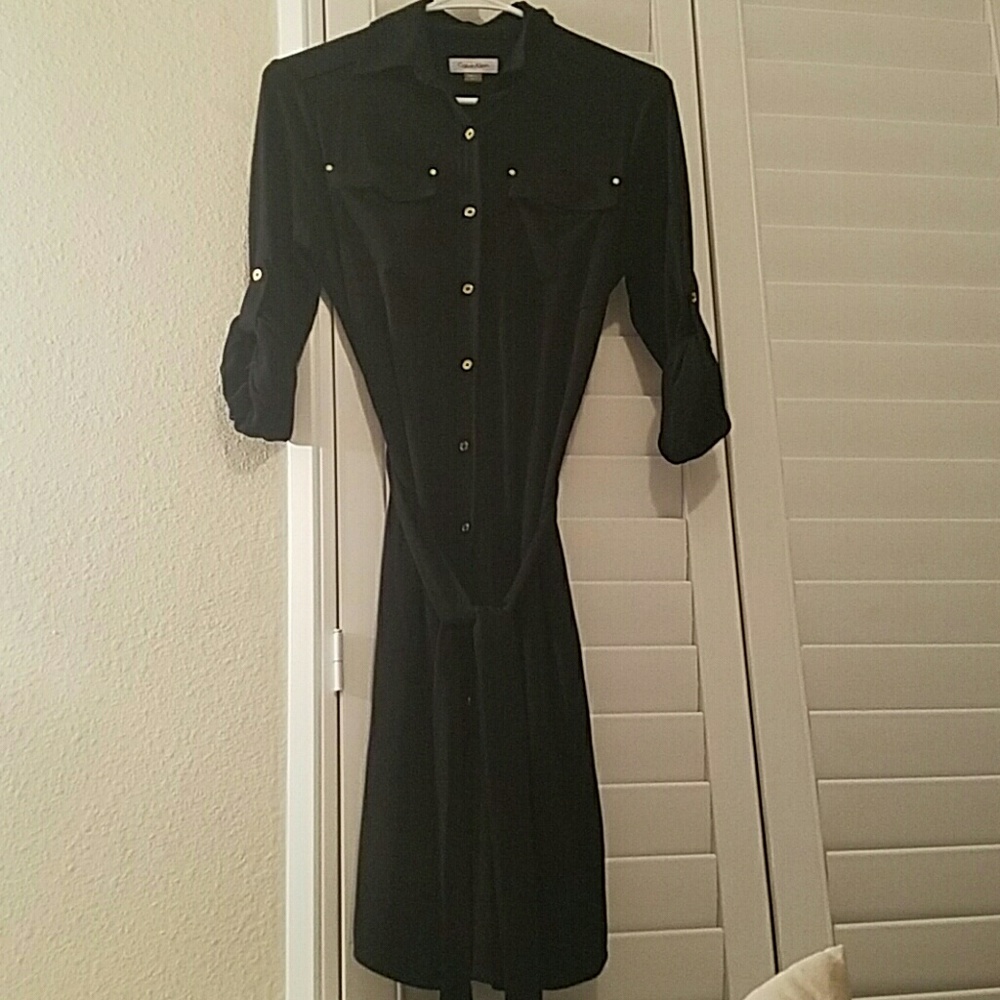 Calvin klein Black long sleeve button up dress