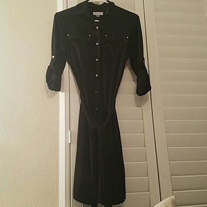 Calvin klein Black long sleeve button up dress