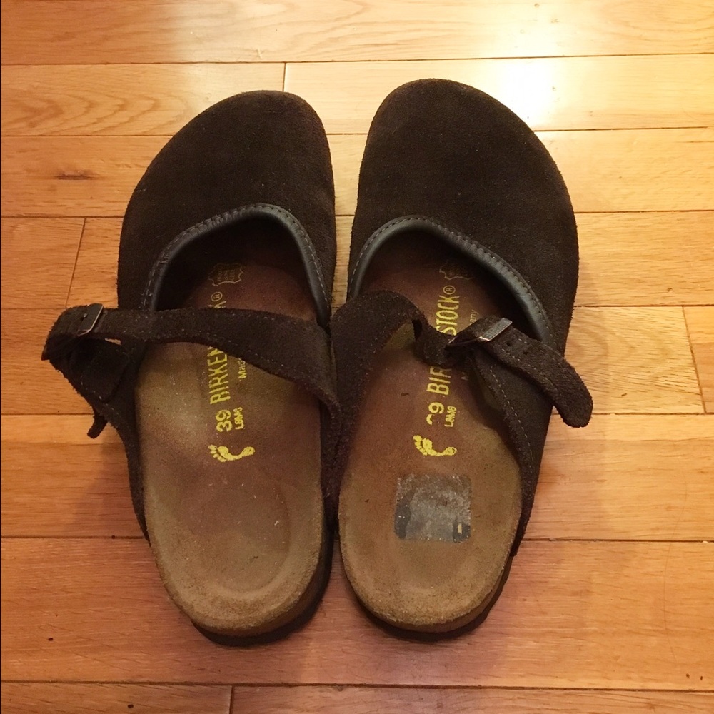 Birkenstock Mocha suede Mary Jane clogs