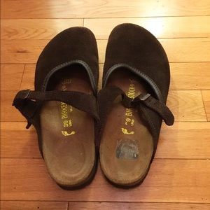 Birkenstock Mocha suede Mary Jane clogs