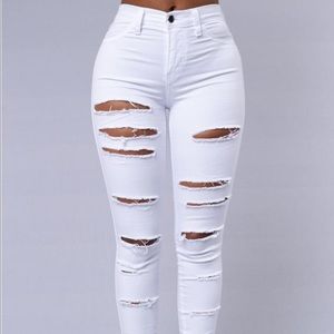 RIPPED HIGH WAISTED SKINNY JEANS