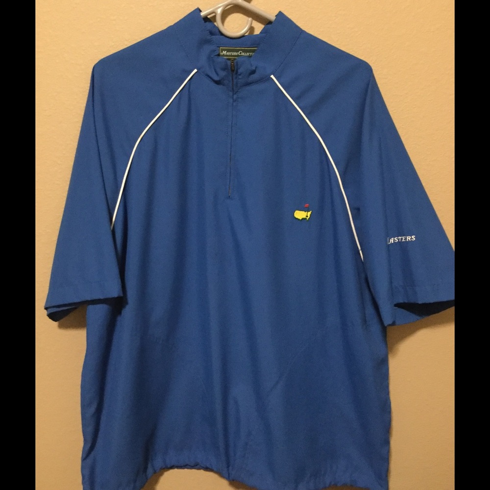 Masters logo short sleeve 1/4 zip. Medium. Blue.