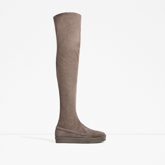 New! Zara Leather Over the knee Casual Boot size 6 - Picture 3 of 6