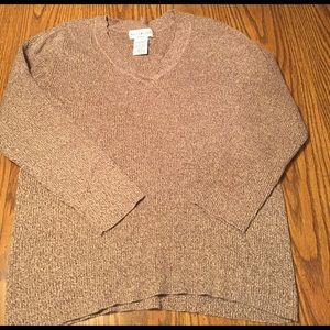 White Stag Woman's V Neck Light Brown Sweater 2XL