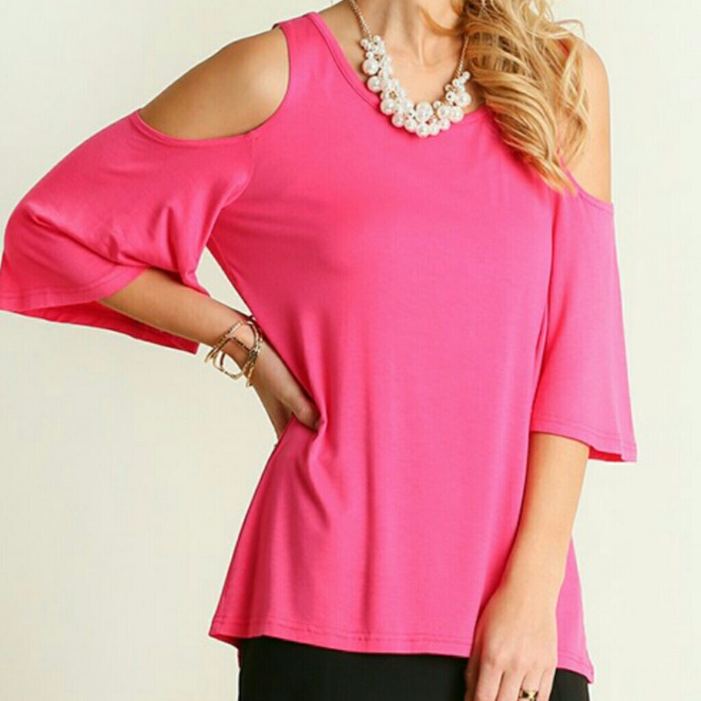 Hot Pink Cold Shoulder Tee