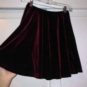 Burgundy Velvet Skater Skirt