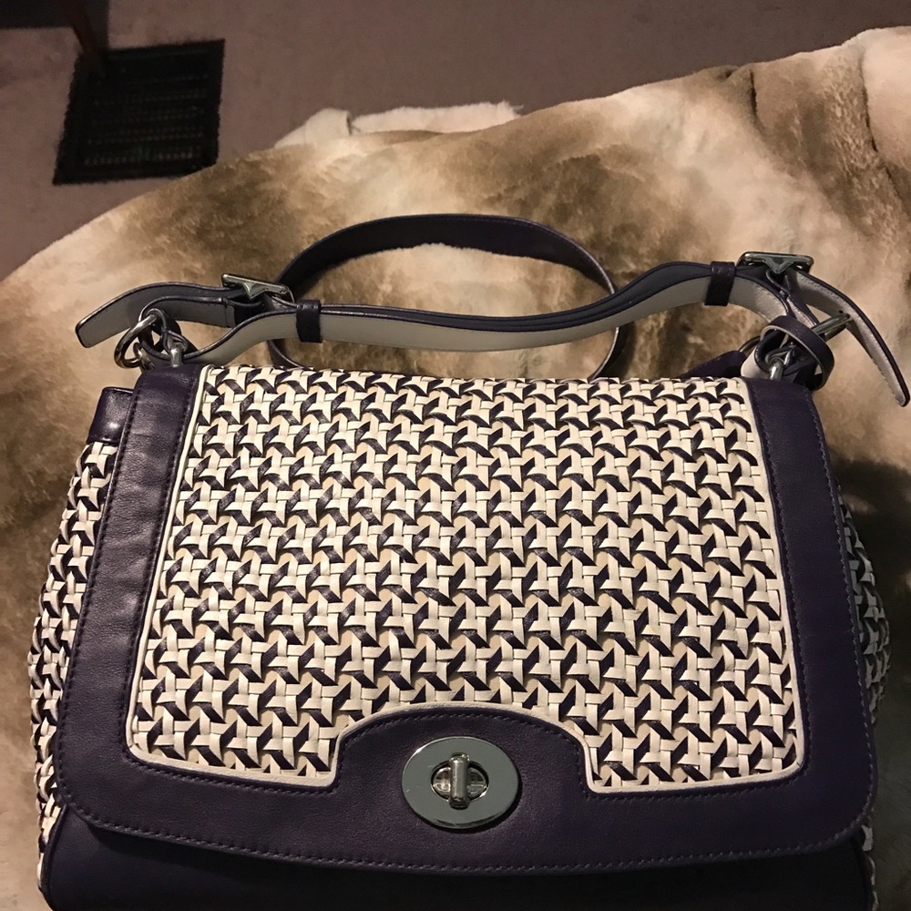 Used Coach Purse! Bluish-purple and white!