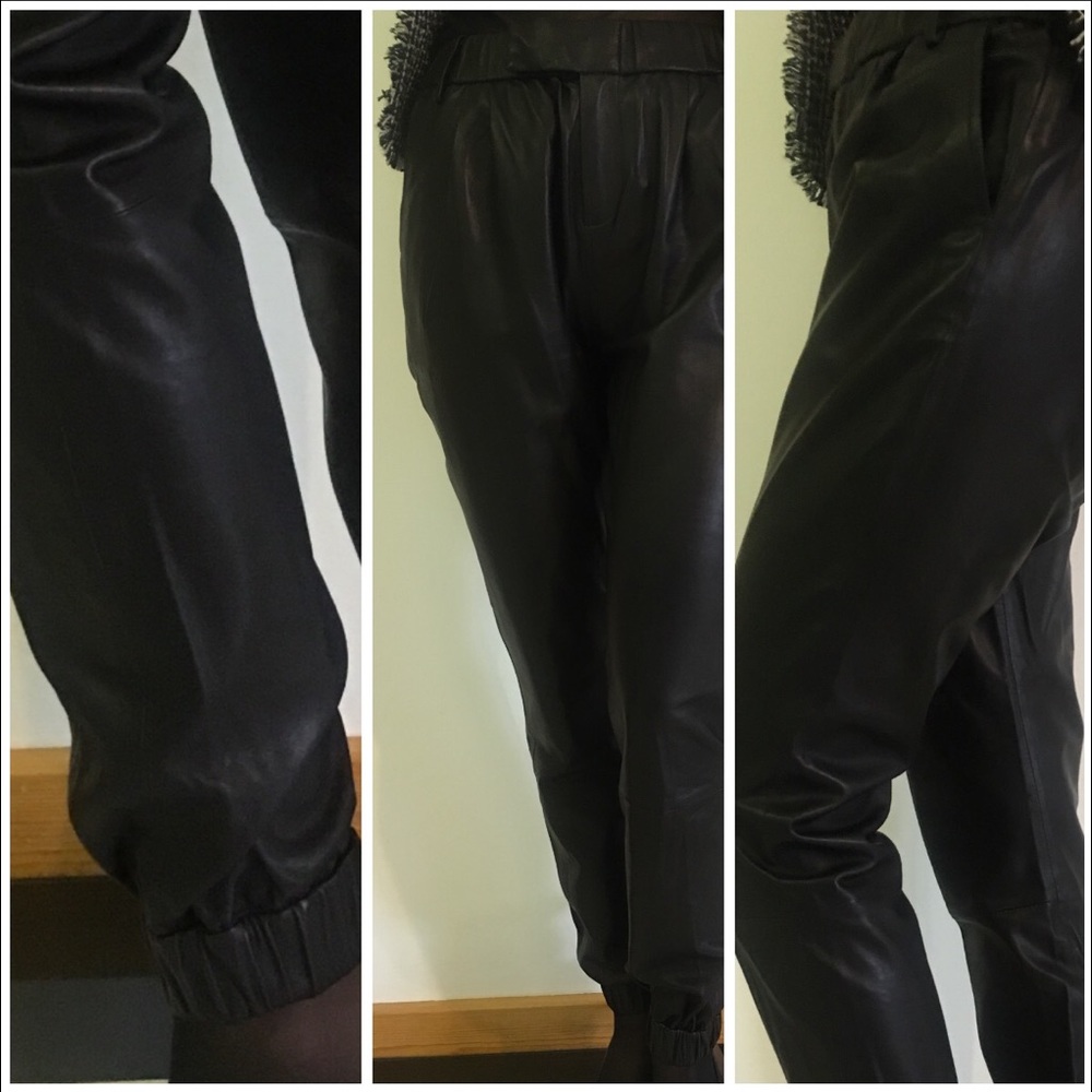 J BRAND DRESSY BUTTER SOFT BLACK LAMB LEATHER PANT