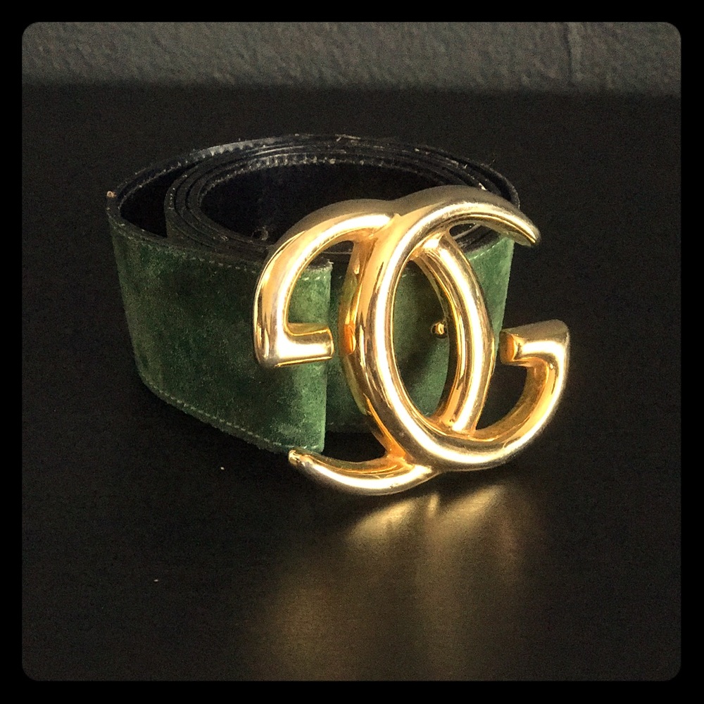Vintage GUCCI leather belt with gold brass buckle