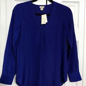 NWT J. Crew V-neck Silk Blouse