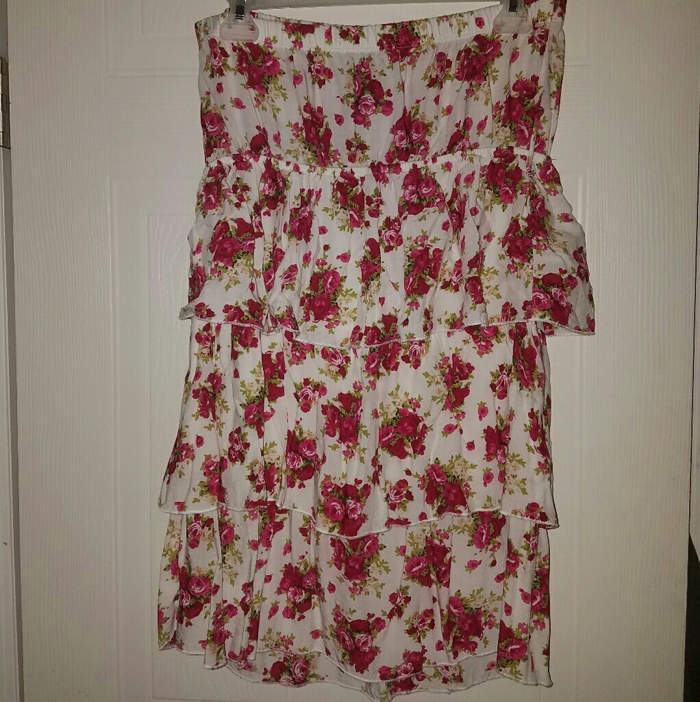 Strapless Floral Dress