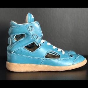 Maison Margiela Hi Top Sneakers Teal with cut outs
