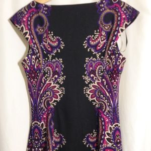 Sleeveless paisley scuba sheath