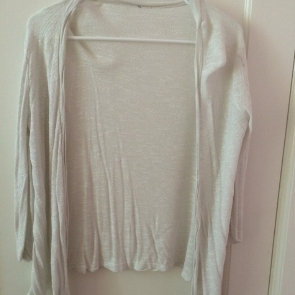 white thin hi low cardigan