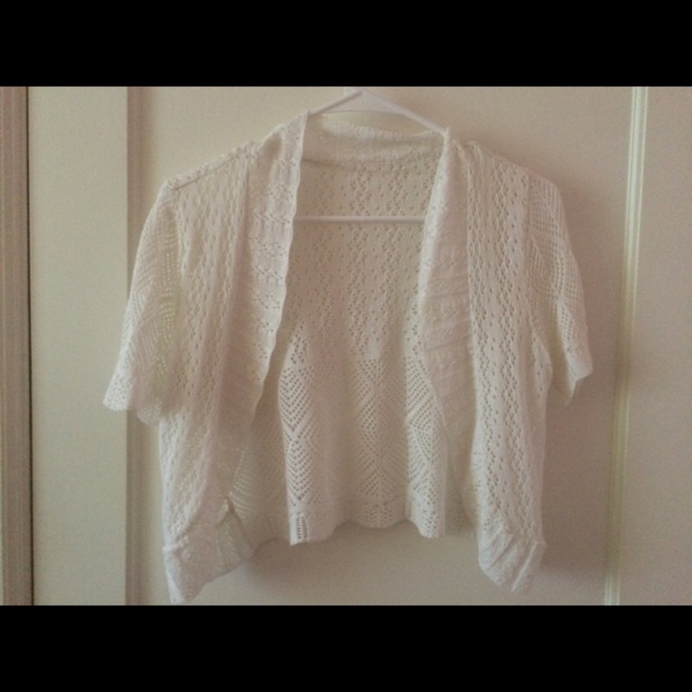 white dress cropped cardigan