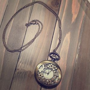 Alice in wonderland pocket watch necklace