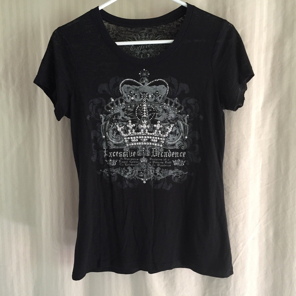 Express tissue tee with rhinestone embellishment