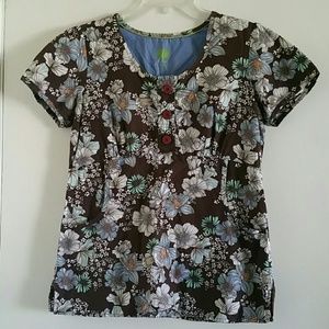 Floral Medical Scrub Top