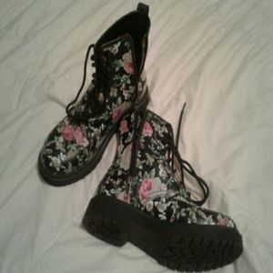 Floral Combat boots