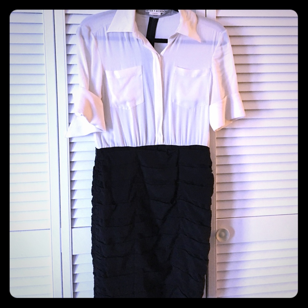 Alice + Olivia French Cuff Shirt Dress