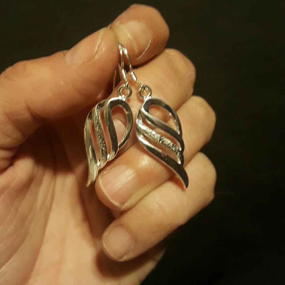 SOLD- Sterling Silver Feathered Earrings