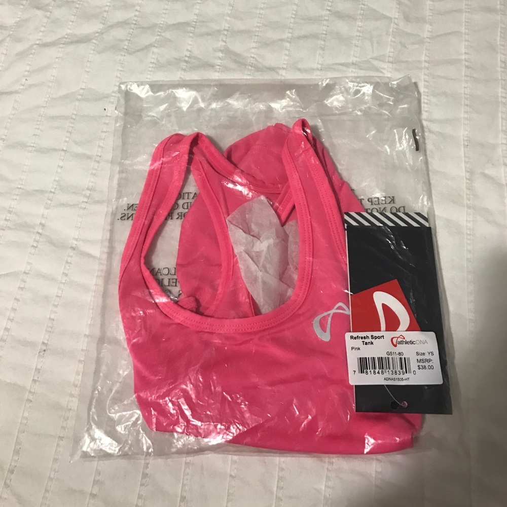 pink athletic tank top