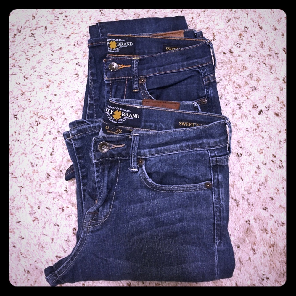 2 pairs lucky brand sweet n low boot cut jeans 25