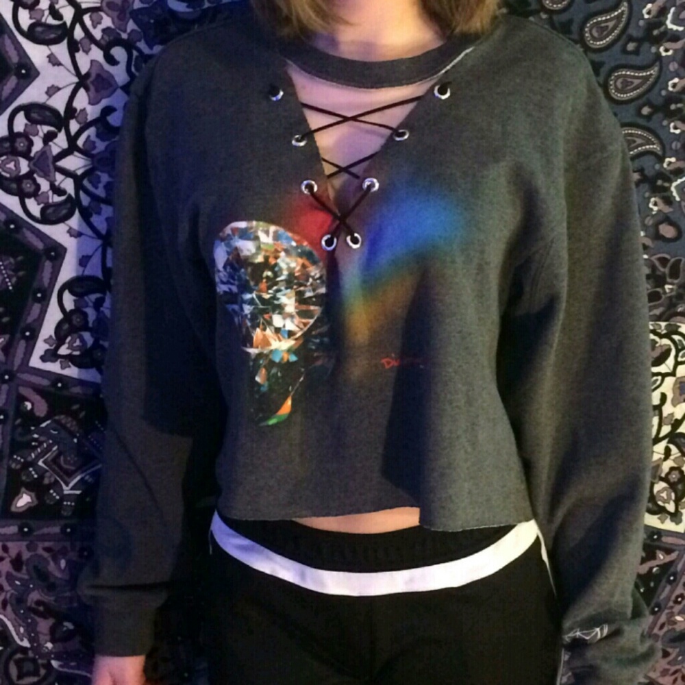 Recreated Lace Up Sweater