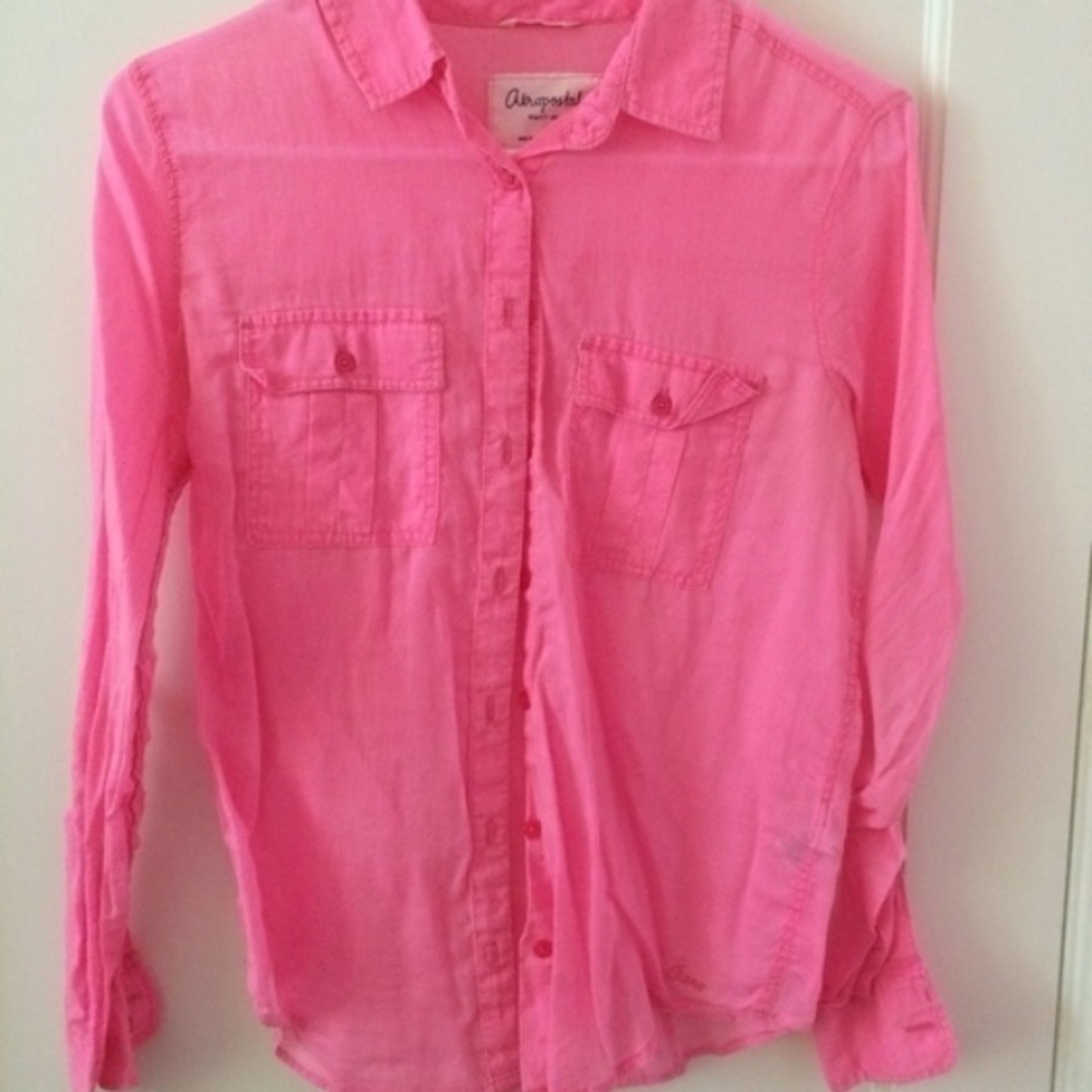 aeropostale pink button up shirt