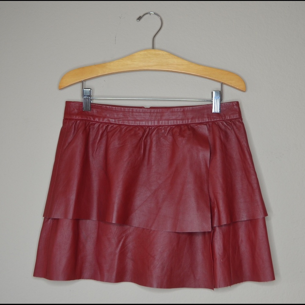 Size Medium Red Leather Skirt