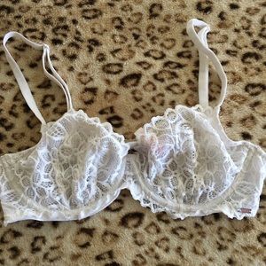 Pink Unlined Lace Bra