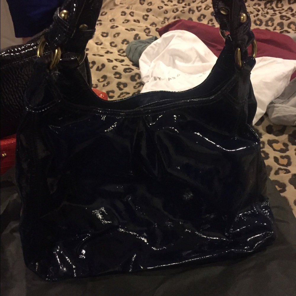 Coach dark blue patent bag